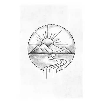 Фреска Artgeist Mountain Drawing, черно-белый