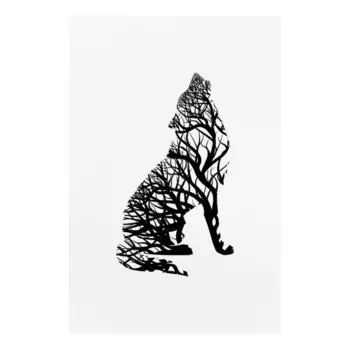 Фреска Artgeist Wolf Trail, черно-белый