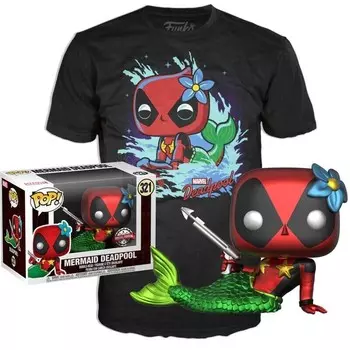 Funko POP! и футболка, комплект, Marvel, Русалка Дэдпула, S