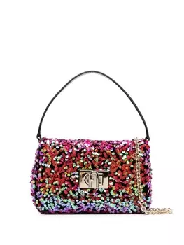 Furla мини-сумка с пайетками, черный