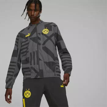Футбольная предматчевая куртка Borussia Dortmund Мужская PUMA, черный/серый