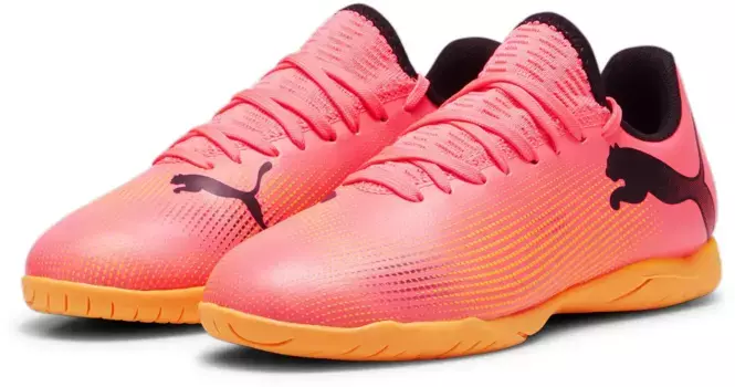 Футбольные кроссовки PUMA "FUTURE 7 PLAY IT JR", цвет Sunset Glow- Puma Black-Sun Stream