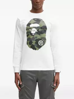 Футболка 1st Camo Big Ape Head с длинными рукавами A BATHING APE, белый