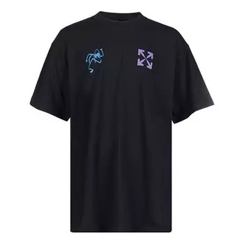 Футболка 90s liquid over short-sleeve tee 'black/blue' Off-White, мультиколор