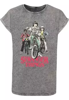 Футболка ABSOLUTE CULT Shirt Stranger Things - Retro Bikers, базальтовый серый