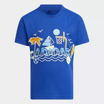Футболка adidas Cotton Graphic, синий/принт