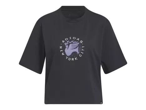 Футболка Adidas New York Pigeon укороченная с рисунком, серый