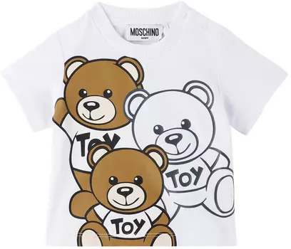 Футболка Baby White Teddy Friends Белая Moschino