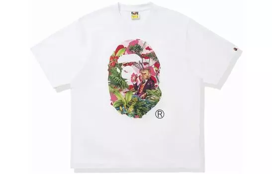 Футболка Bape X Monkey 47 с изображением обезьяны A BATHING APE, белый/зеленый