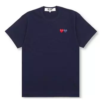 Футболка basic t-shirt two emblems 'navy' Comme Des Garcons Play, синий