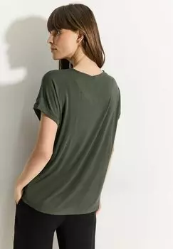 Футболка базовая V-Neck Cecil, зеленая