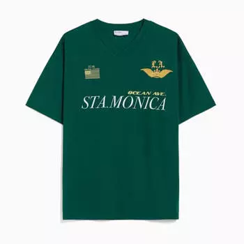 Футболка Bershka Football Polo Collar, зеленый