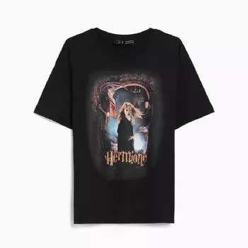Футболка Bershka Harry Potter Print, черный