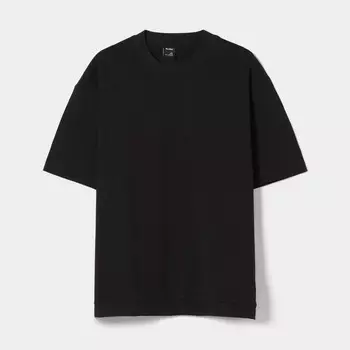 Футболка Bershka Short Sleeve Interlock, черный