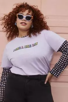Футболка больших размеров из органического хлопка Forever 21, фиолетовый