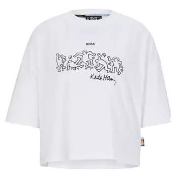 Футболка Boss Gender-neutral Cotton With Logo Artwork Unisex, белый