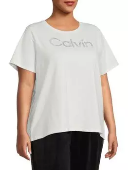 Футболка Calvin Klein плюс с декорированным логотипом, белый