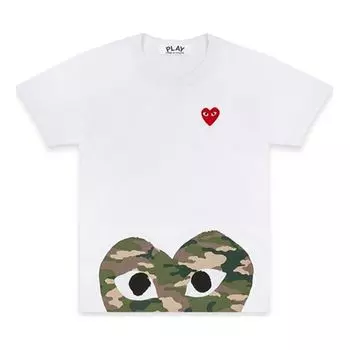 Футболка camouflage heart shape printing short sleeve white Comme Des Garcons Play, белый