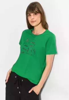 Футболка Cecil из чистого хлопка, зеленый
