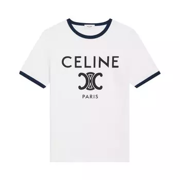 Футболка CELINE 'Off White/Navy/Black', белый