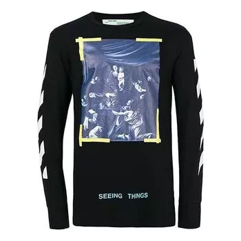 Футболка chest painting printing long sleeves black Off-White, черный