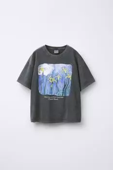 Футболка claude monet ZARA, антрацитовый серый