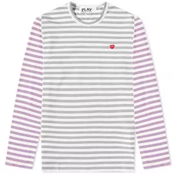 Футболка Comme des Garcons Play Long Sleeve Stripe Bi-Colour Tee