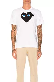 Футболка Comme des Garons Blue Eyes Black Emblem Cotton, белый