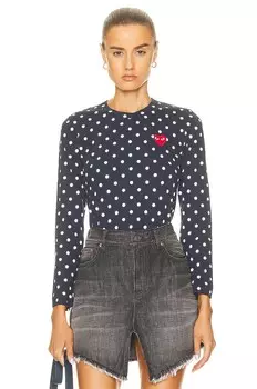 Футболка Comme des Garons Cotton Red Emblem Dot, темно-синий