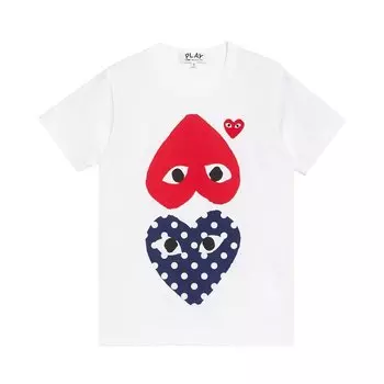 Футболка Comme des Garons PLAY Polka Dot Upside Down Heart T-Shirt White, белый