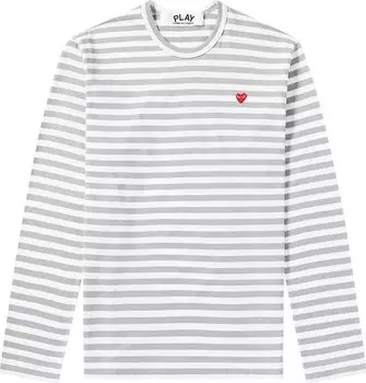 Футболка Comme des Garons PLAY Striped Long-Sleeve T-Shirt 'Grey', серый