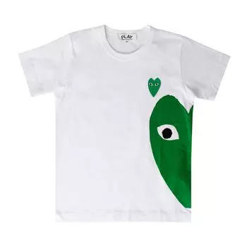 Футболка Comme des Garons Short-Sleeve Play T-Shirt W/Green Heart On Side 'White', белый