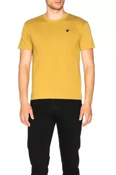 Футболка Comme des Garons Small Black Emblem Cotton, желтый