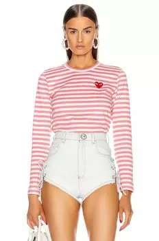 Футболка Comme des Garons Striped, розовый