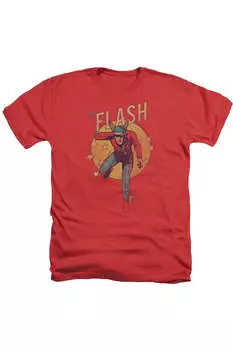 Футболка DC Comics Flash Circle & Stars для взрослых Heather Gildan, красный