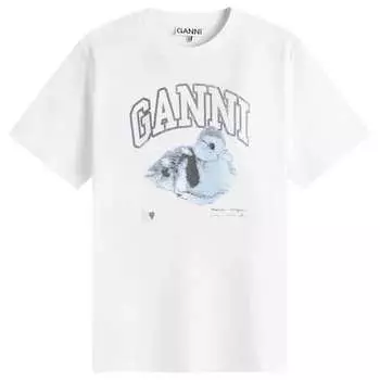 Футболка Duckie с комфортом Ganni, белый