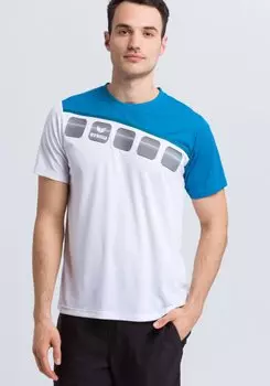 Футболка erima 5 C, цвет weiss/oriental blue/colonial blue