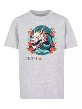 Футболка F4Nt4Stic Drache mit Blumen, серый