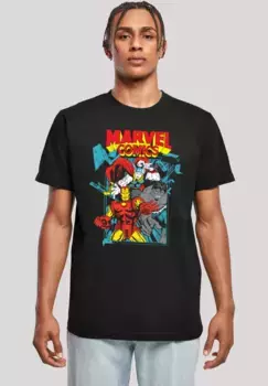 Футболка F4NT4STIC "Футболка "Marvel Comics Trio Pose", мужская, товары премиум-класса, стандартный крой, базовая модель, принт с логотипом, черный