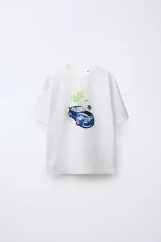 Футболка "форсаж" ZARA, белый