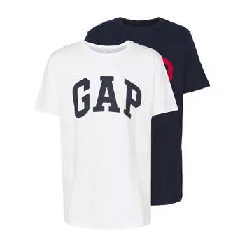 Футболка Gap Basic Arch 2 Pack, синий/белый