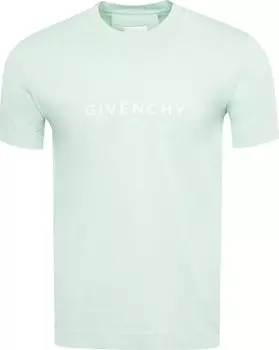 Футболка Givenchy Slim Fit Reverse Print 'Aqua Green', синий