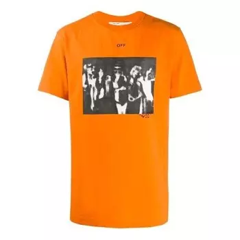 Футболка graffiti arrow pattern printing short sleeve loose fit orange Off-White, оранжевый