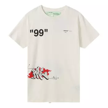 Футболка graffiti printing short sleeve white Off-White, белый