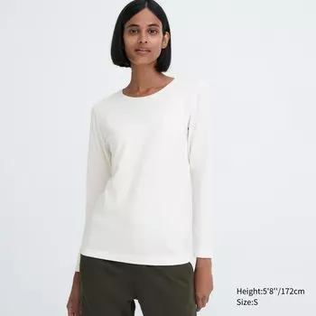 Футболка хлопковая Uniqlo Heattech с круглым вырезом, белый