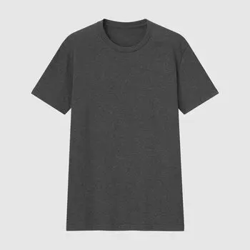 Футболка хлопковая Uniqlo с круглым вырезом, темно - серый