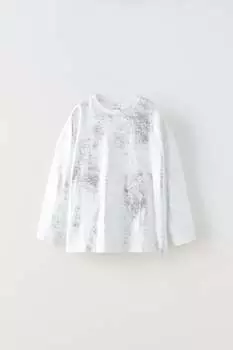 Футболка из фольги ZARA, белый