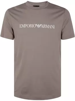 Футболка из хлопка Emporio Armani, коричневый