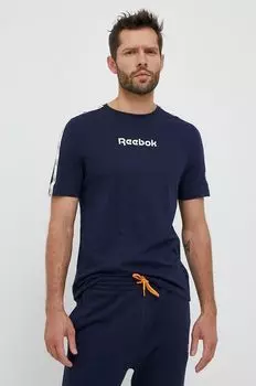 Футболка из хлопка Reebok, темно-синий