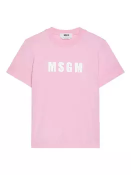 Футболка из хлопка с логотипом MSGM, розовый